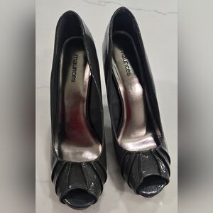 Maurices Gray Peep-Toe Patent Heels